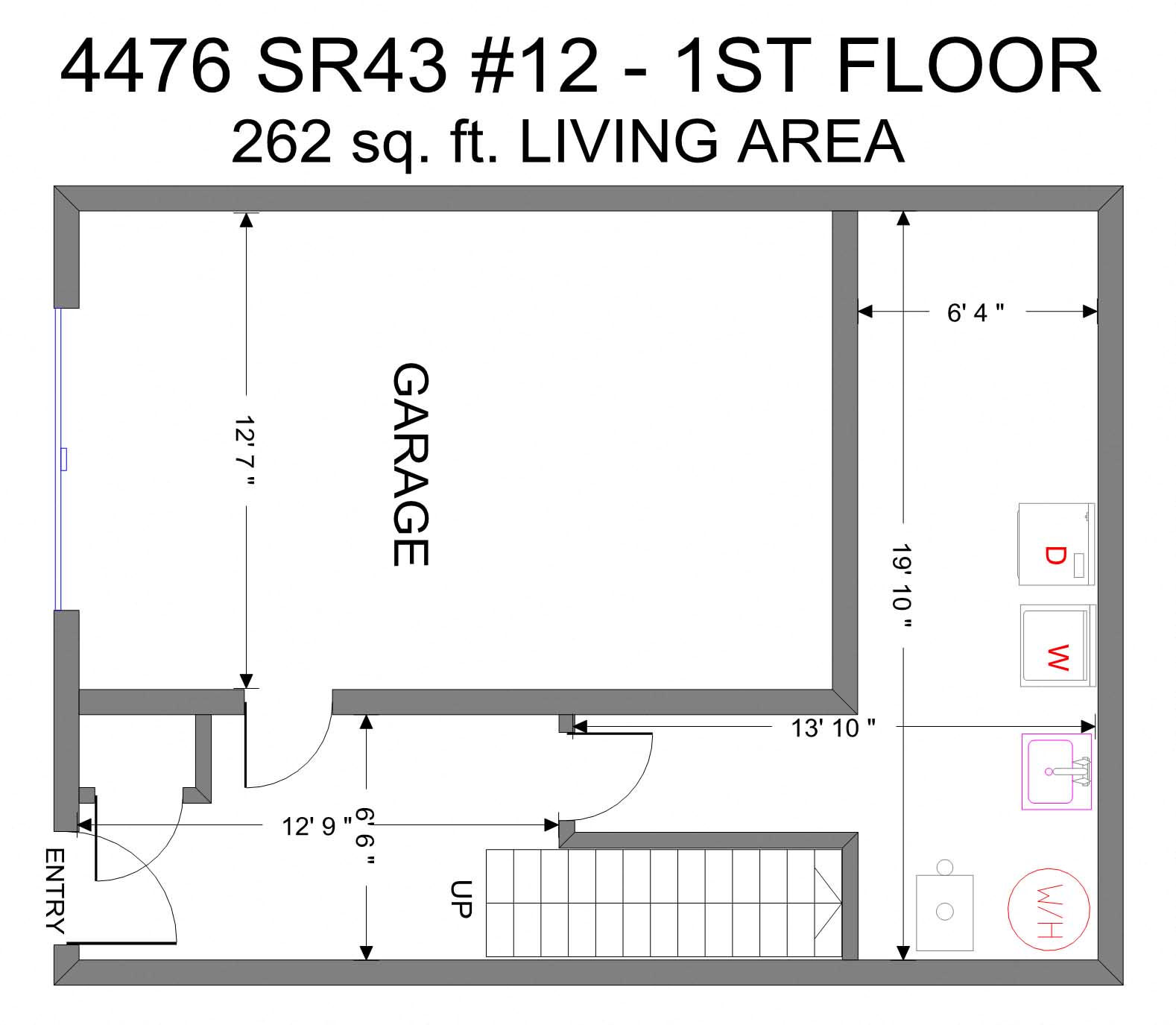 Floor plan for 2 beds, 1.5 baths, 1417 sqft